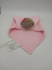 Carter's Just One You Pink Dotted Brown Monkey Bow Security Blanket Lovey Rattle
