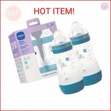 MAM 9oz Easy Start Anti-Colic Wide Neck Vented Baby Bottle, Medium Flow Breastfe