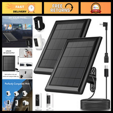 8W Solar Panel Charger for Outdoor Security Cameras, 10FT USB C Cable, 2-Pack