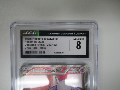 2025 Pokemon Destined Rivals DR Team Rocket's Mewtwo ex 213/182 CGC 8 - Picture 2 of 3