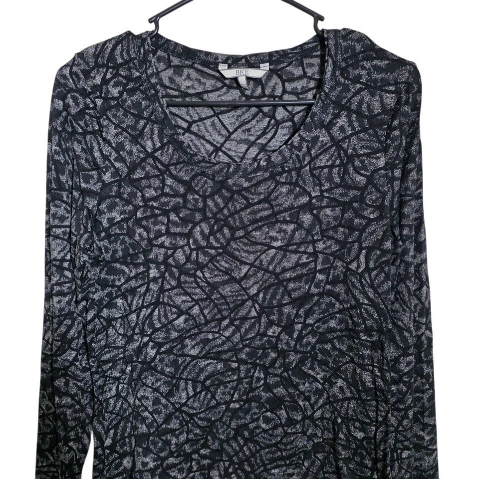 Женская футболка с пряжкой BKE Burnout с длинным рукавом черная серебристая размер L эластичный топ - Изображение 3 из 4