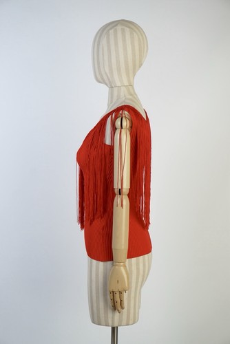 Tom Ford Red Fringe Tank Top - Size S/ Made In Italy Luxury Style - Picture 13 of 17