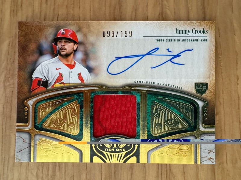 2026 Topps Tier One Jimmy Crooks Foil /199 Game Used RC Rookie Patch Auto