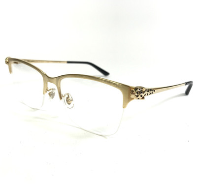 Cartier Eyeglasses Frames CT0211O 003 Brushed Gold Panthere Temples 53-17-135