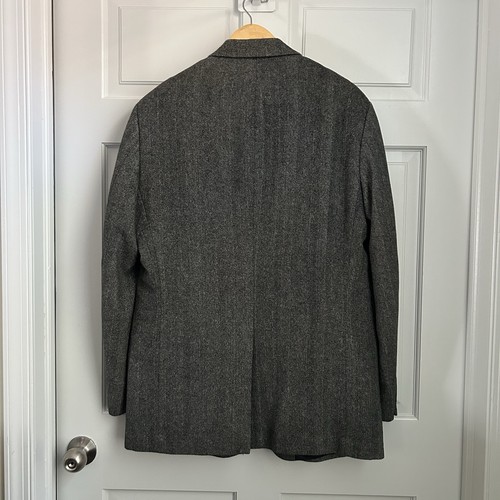 Bert Pulitzer Blazer Mens 42L Gray Herringbone Tweed Camel Wool Suit Coat Jacket - Picture 3 of 9