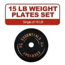 2-Inch Olympic Bumper Weight Plate  with Steel Hub, Black 15LB X 1