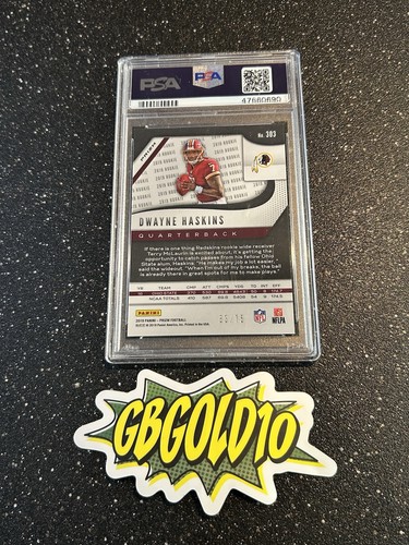 2019 Prizm Football Dwayne Haskins Green Scope /75 RC PSA 9 - Picture 2 of 2