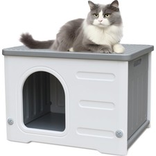 Plastic Cat House Outdoor  Indoor, Feral Cat Houses Waterproof Outdoor Cat H...
