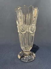 Antique Co-operative Flint Glass Co. clear pressed glass vase COLUMBIA c.1900+