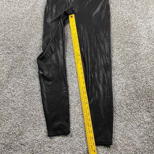 Spanx Pants Women XL Black Faux Leather Leggings Shiny Shaping Stretch Slimming - Picture 3 of 12