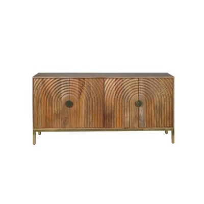 Asher 69'' Solid Wood Mid-Century Modern Curved Arch Sideboard Cabinet