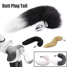 Fox Tail Plug Stainles Steel Insert Stopper Bondage Couple Cosplay Bondage Adult