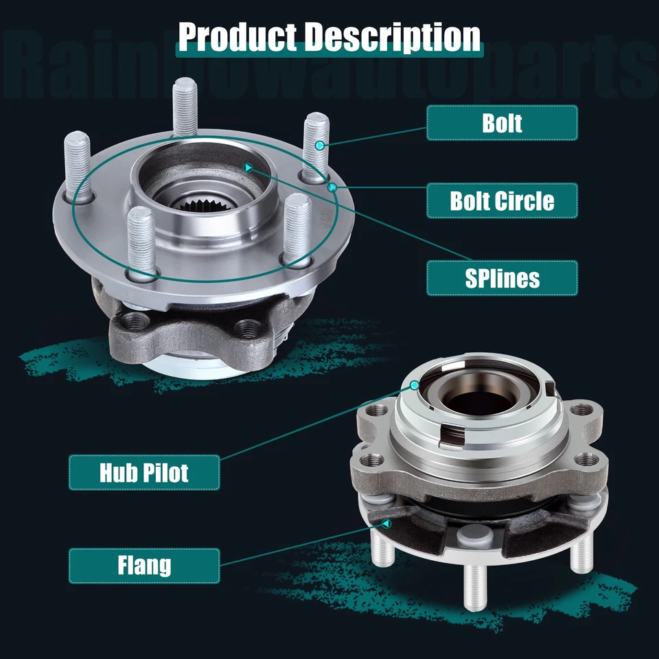 Rolamento de cubo de roda dianteiro esquerdo ou direito para 2003-2011 Infiniti EX35 FX50 G35 M45 - Imagem 3 de 4
