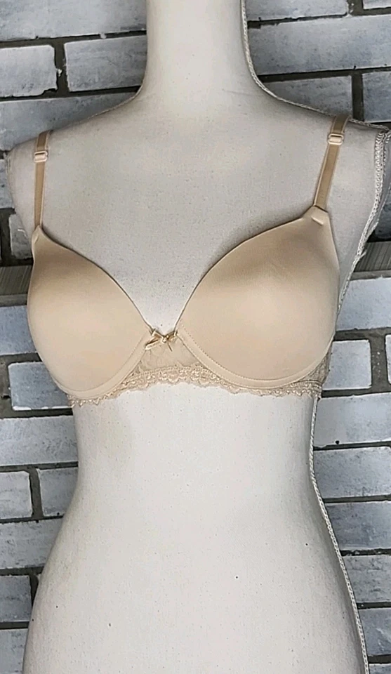 ☆ Sujetador con aros push up sexy Fruit Of The Loom para mujer talla 36B beige lazo Foto 2 de 4