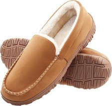 Mens Moccasin Slippers Indoor Outdoor House Slippers Warm Plush Fuzzy Memory -US