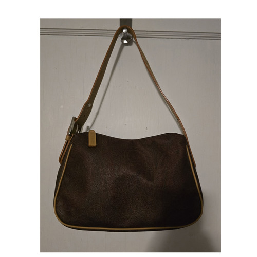 ETRO Brown Paisley Shoulder Bag w/ Tan Vachetta Strap Buckle Accent Zip Closure