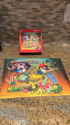 1999 Vintage 60 Piece Pokemon Puzzle MB Hasbro Ash Misty Team Rocket Sealed- NIP - Picture 3 of 5