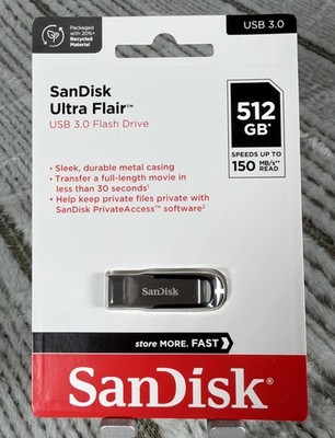 SanDisk Ultra Flair Flash Drive, 512GB, USB 3.0 