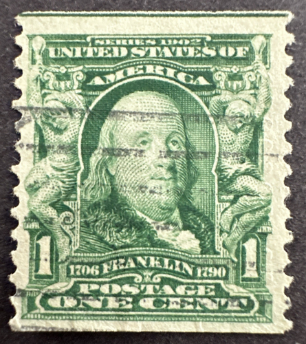 USA 1908 SC# 318 used Coil Stamp Perf 12 Franklin - Bild 1 von 2