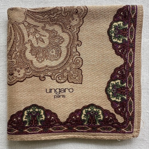 Mens Brown Handkerchief Vintage Cotton Pattern Damask Paisley Pocket Square 17"