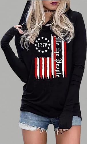 American Flag Fashion Hoodie for Women USA Flag Graphic T-Shirt 4th of July - Picture 2 of 3