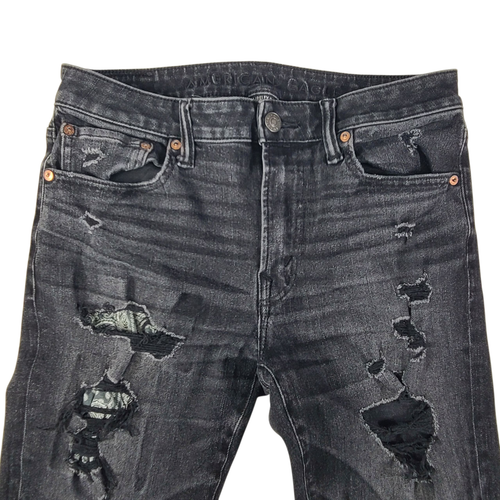 American Eagle Athletic Fit Jeans Men Size 32x30 (30x29) Medium Wash Black Flex - Picture 4 of 13