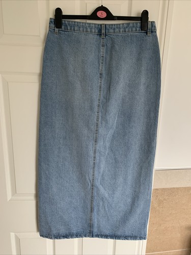 PRIMARK langer blauer Jeansrock mit Frontschlitz Gr. 14 NEU - Bild 12 von 12