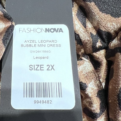 Fashion Nova Dress Womens 2X Ayzel Leopard Bubble Mini Halter NEW NWT - 第 11/13 張圖片