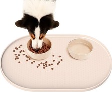 Conlun Cat Food Mat,1.2 cm Raised Edges Dog Bowl Mat for Spill Containment, BPA