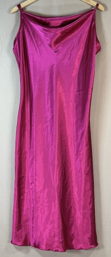 Bebe Damen XL Maxi Schlupf Kleid Satin Sexy Slouch Ausschnitt Party Ausgehen - Bild 1 von 6