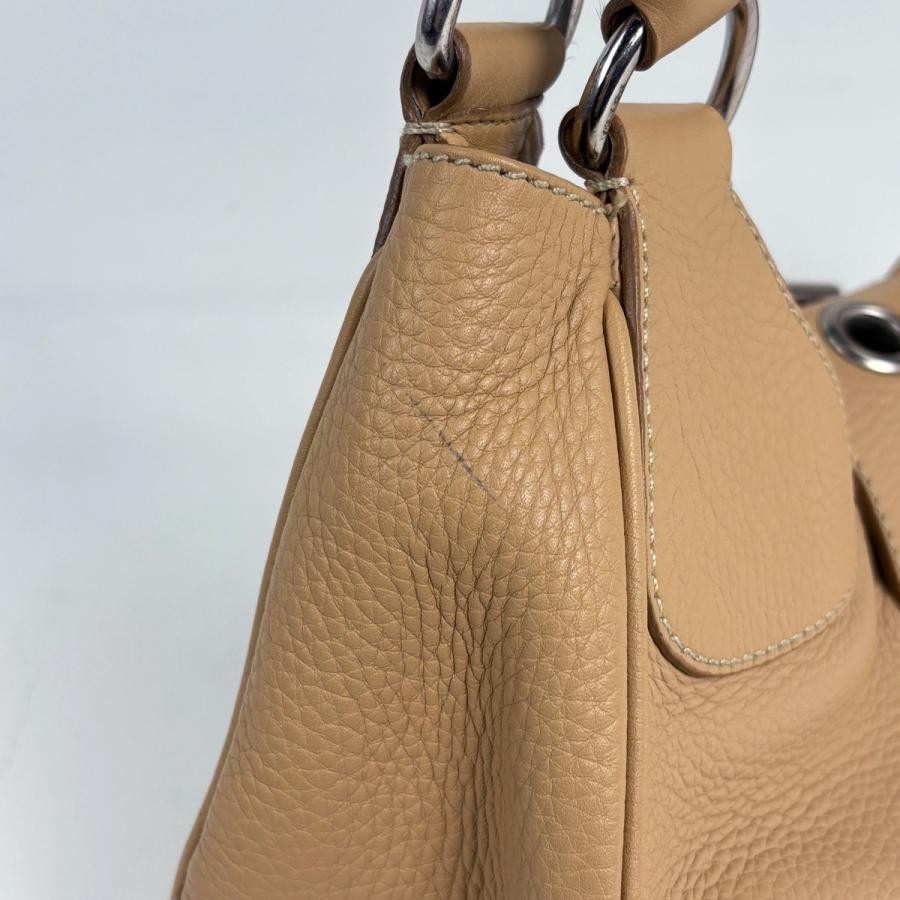 PRADA Plate Handbag Shoulder Bag Leather Beige #BS1055 thumbnail 4