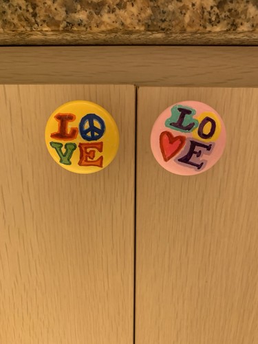 Hand Painted Cabinet Knobs / Drawer Pulls - Love