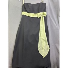 Forever Yours Black Strapless Gown Green Sash Bow Formal Dress 77112 Size 8
