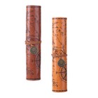 2 Pcs Pu Vintage Map Roll Up Pencil Roll Wrap Smooth Cover Storage Pouch