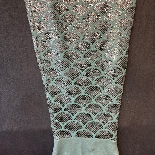 Mermaid Tail Blanket Adult Size – Aqua Blue & Silver Scales, Plush Fleece Lining - Picture 3 of 8