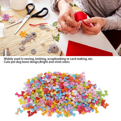 _1000Pcs Dog Bone Buttons Bright Vivid Colors Cute Dog Bone Two Holes Plasti - Picture 10 of 12