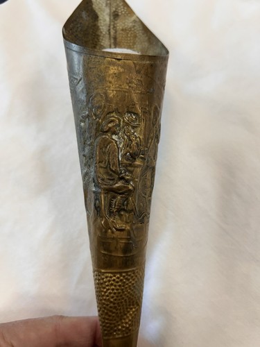 Vintage Pressed Metal Wall Pocket / Holder Matches Kindling Flowers - Picture 2 of 8