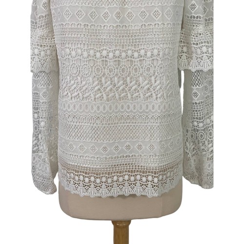 Parker White Eyelet Cold Shoulder Jordana Blouse Lace Feminine Resort Size S - Picture 4 of 13