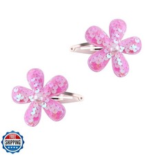 BOENBE LOVED 2Pcs Sequins Flower Hair Clips for Girls Cute Snap Hair Clips wi