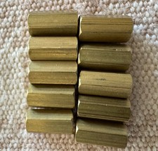 Qty (10) Keystone 1/4” Hex Female-Female Standoff #6-32 Threaded Brass 1/2" Long