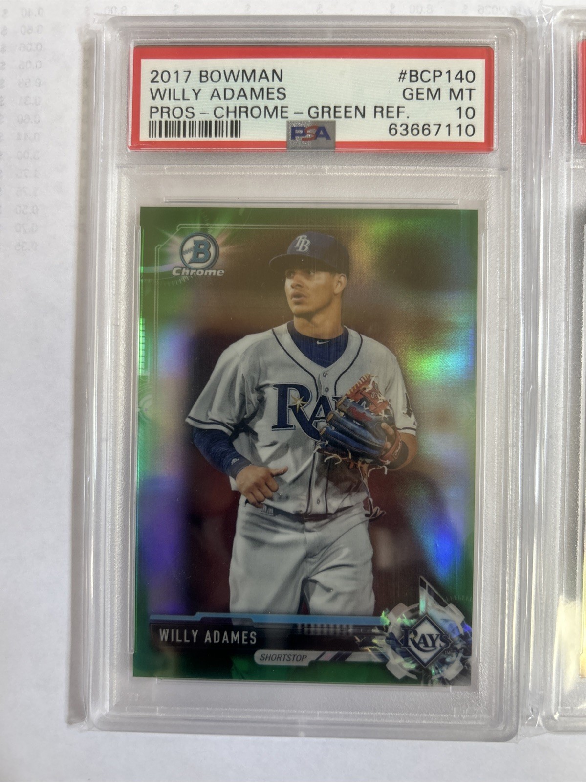 Willy Adames 2015 Bowman Chrome PSA 9/Green Refractor PSA 10 (2)card Set