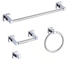 4-Piece Stainless Steel Bath Hardware Set with Mounting Hardware in Chrome, Incl