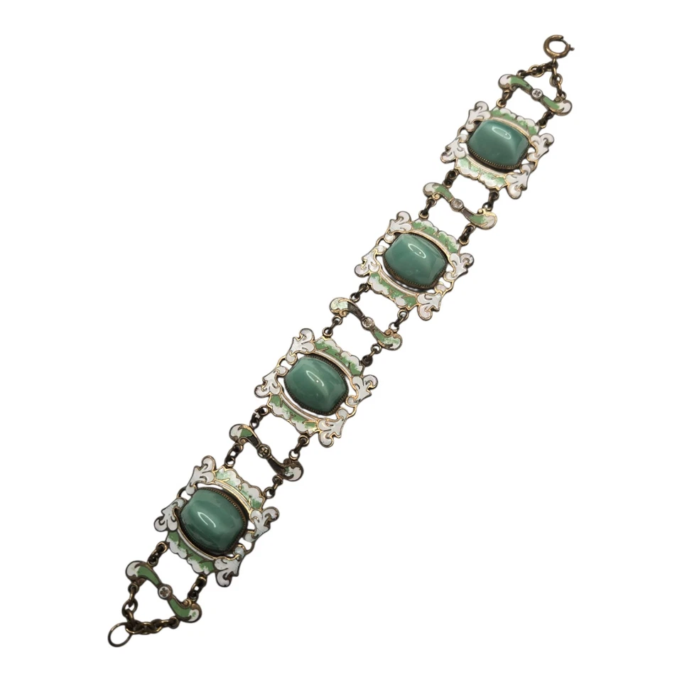 Браслет из зеленых стеклянных бусин серебристого тона с коренастой проволокой радужный лайм - Изображение 2 из 4