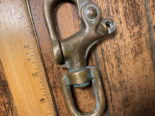 GRAN GRILLETE A PRESIÓN DE FIANZA GIRATORIO FIJO BRONCE MERRIMAN VINTAGE 5" DE LARGO - Imagen 2 de 5