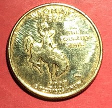 2007 US State Quarter  Wyoming  24 KT Gold Plated Coin!