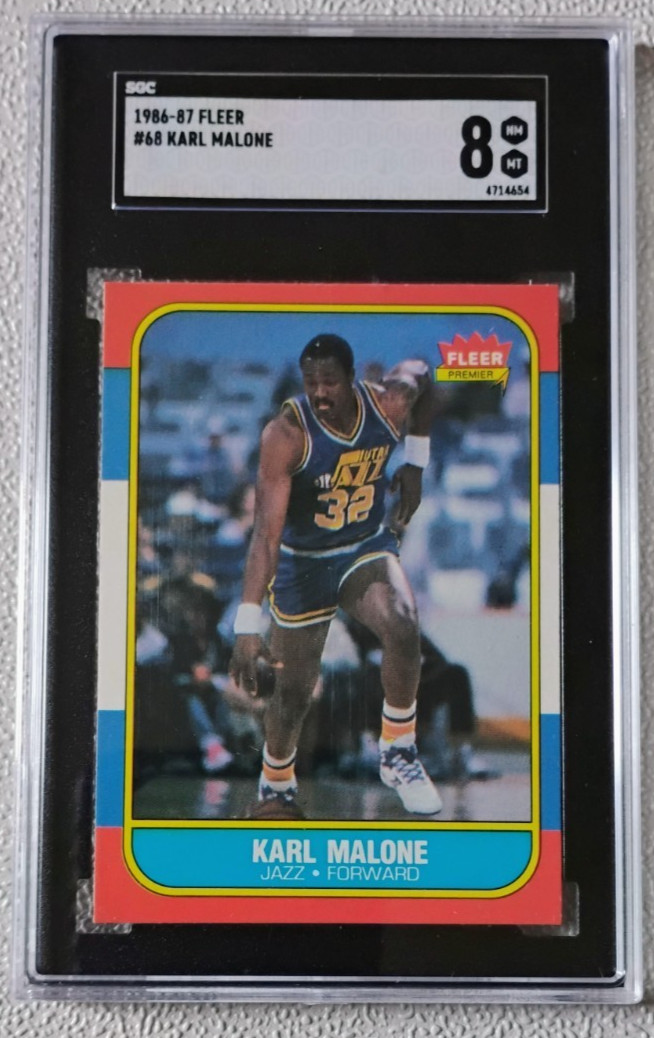 1986 Fleer Premier KARL MALONE #68 RC SGC 8 NrMt