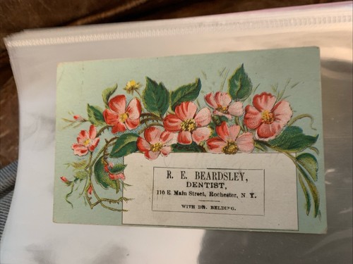 (B) Vintage Trade Card R. E. Beardsley Dentist, Rochester N.Y.