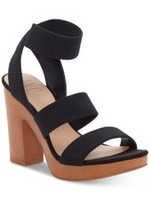 INC Womens Black 1/2" Platform Ribbed Straps Roesia Slip On Sandals 10 M