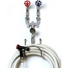 T&S Brass Wall Mount Washdown Faucet w/ 3/4" Color Coded Globe Valves