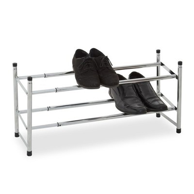 Premier Housewares ausziehbares Schuhregal | zwei Ebenen groß, silbermetallic 